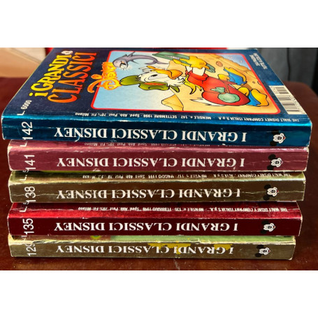 Lotto 5 fumetti I Grandi Classici Disney (n° 129-135-138-141-142).