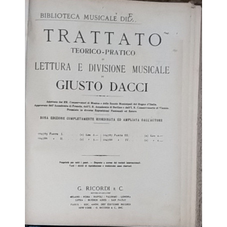 Trattato teorico-pratico di lettura e divisione musicale. Parti I-II-III-IV.