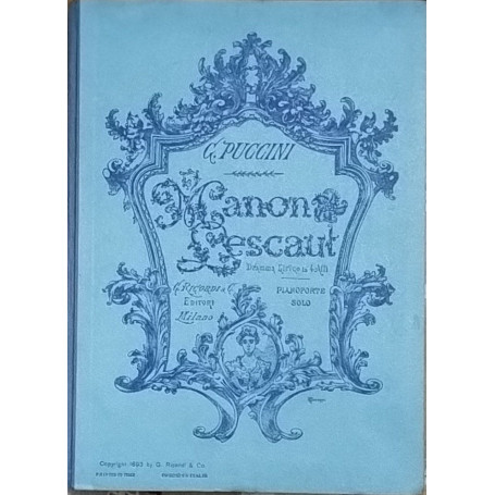 Manon Lescaut. Dramma lirico in quattro atti. Pianoforte solo.