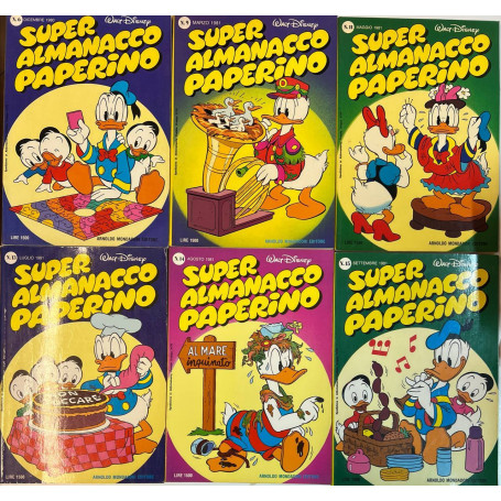 Lotto 6 fumetti Super Almanacco Paperino (n°6-9-11-13-14-15).