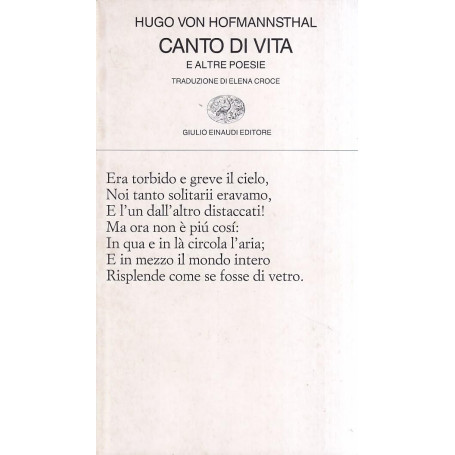 Canto di vita e altre poesie. Testo originale a fronte