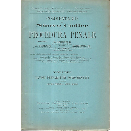 Commentario del nuovo codice di procedura penale. Volume sui lavori preparatori fondamentali. Puntata IX