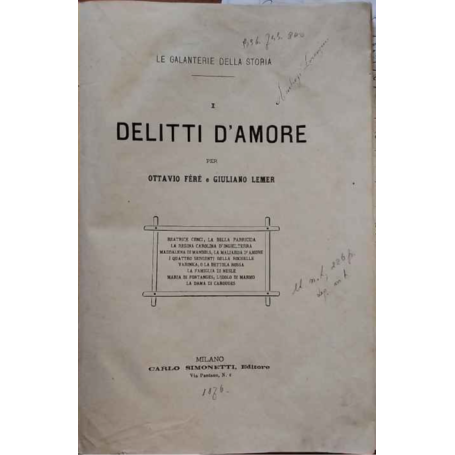I delitti d'amore per Ottavio Féré e Giuliano Lemer
