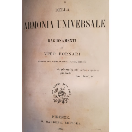 Della armonia universale. Ragionamenti di Vito Fornari.