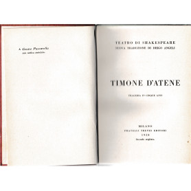 Timone d'Atene. Tragedia in cinque atti. Teatro di Shakespeare nuova traduzione di Diego AngeliLibrisaggi