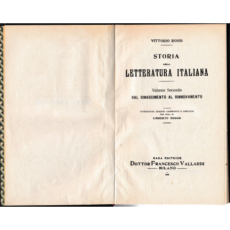 Storia della Letteratura Italiana 2° vol. Dal rinascimento al rinnovamento