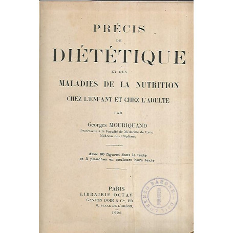 Precis de dietetique et des maladies de la nutrition