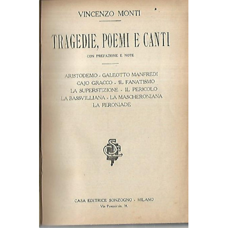 Tragedie poemi e canti
