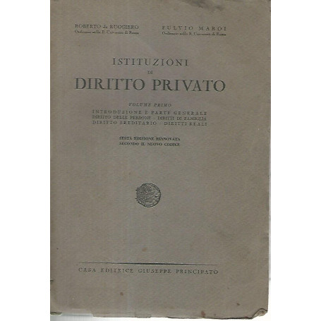 Istituzioni di diritto privato. Volume primo