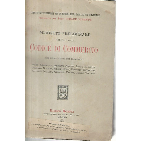 Progetto preliminare per il nuovo codice di commercio