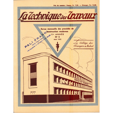 La Tecnique des Travaux. Revue mensuelle des Procédés de Construction modernes   11° anno  n. 5  Mai 1935