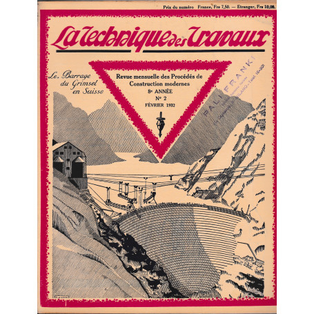 La Tecnique des Travaux. Revue mensuelle des Procédés de Construction modernes   8° anno  n. 2  Février 1932