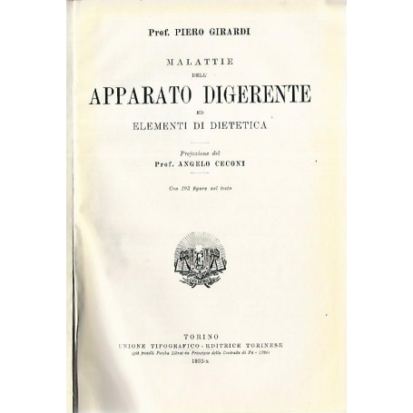 Malattie dell'apparato digerente ed elementi di dietetica