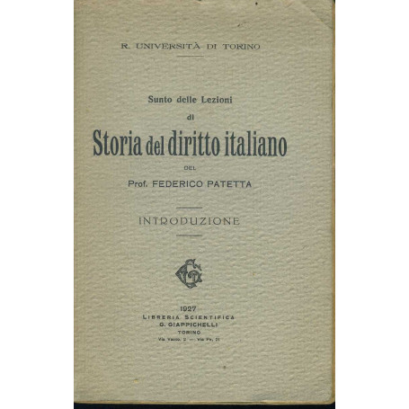 Sunto delle lezioni di storia del diritto italiano