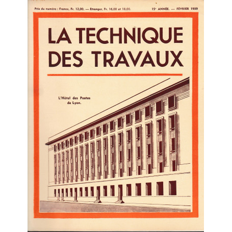 La Tecnique des Travaux  15° anno  n. 2 Febbraio 1939