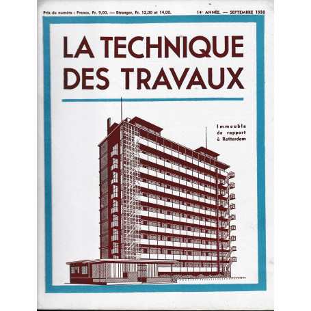 La Tecnique des Travaux  14° anno  n. 9 Settembre 1938