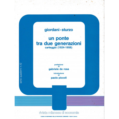 Un ponte tra due generazioni  carteggio (1924-1958) Supplemento al n. 19 Lug.- Sett. 1986
