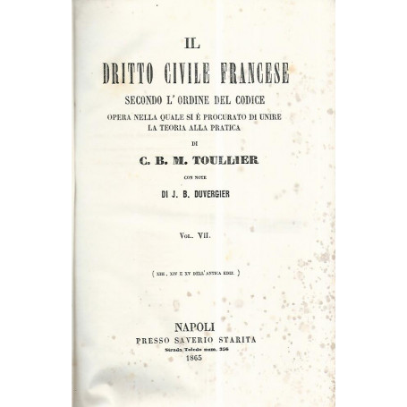 Il dritto civile francese.Volume VII