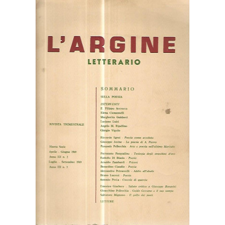 L'argine letterario. Rivista trimestrale. Giugno 1969