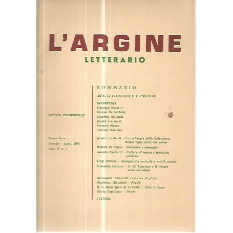 L'argine letterario. Rivista trimestrale. Gennaio - marzo 1970