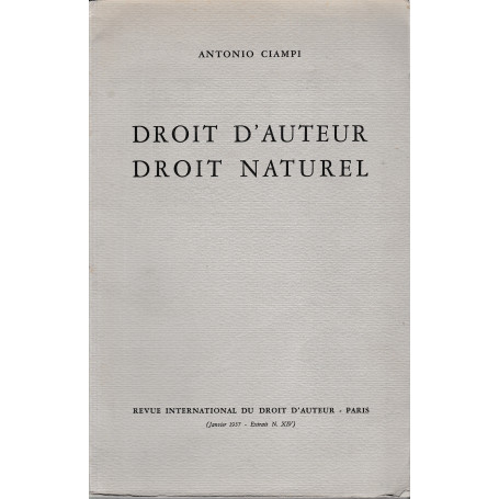 Droit d'auteur  droit naturel (Diritto di autore  diritto naturale) Testo a fronte in Inglese e Francese