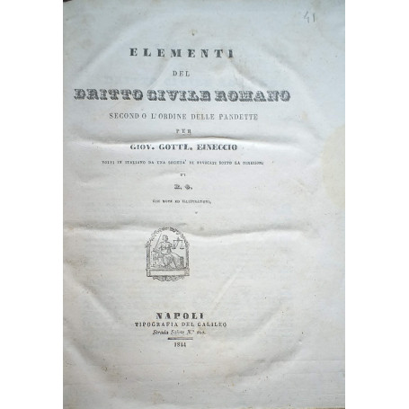 Elementi del Dritto Civile Romano secondo l'ordine delle Pandette
