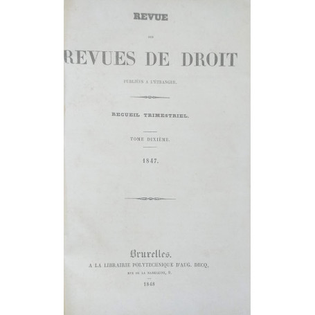 Revu des revues publiées à l'étranger. Recueil Trimestriel. Tome X