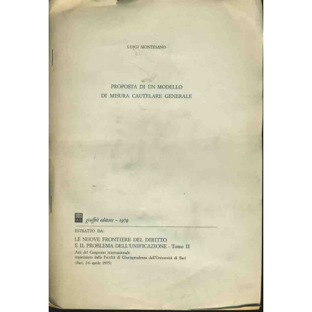 Proposta di un modello di misura cautelare generale. Estratto da: Le nuove frontiere del diritto e il problema dell'unificazione