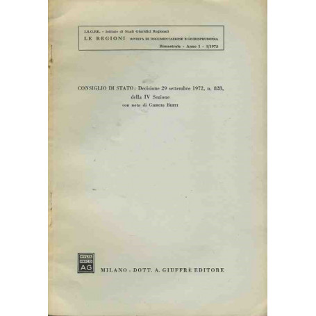 Consiglio di Stato: decisione 29 settembre 1972 n. 828  della IV sezione