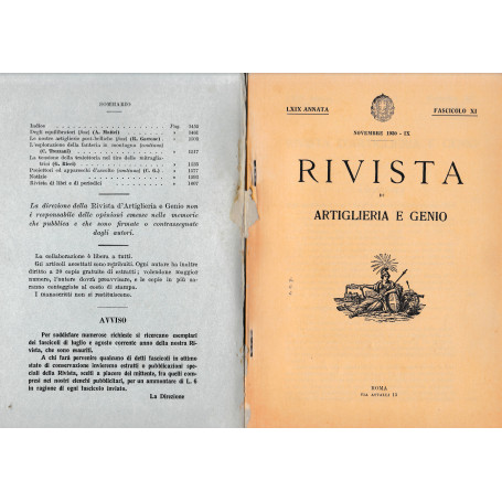 Rivista di Artiglieria e Genio. 69^ annata  fascicolo XI  Novembre 1930