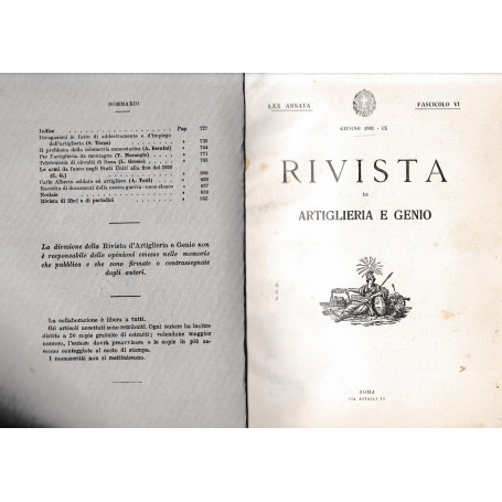 Rivista di Artiglieria e Genio. 70^ annata  fascicolo VI  Giugno 1931