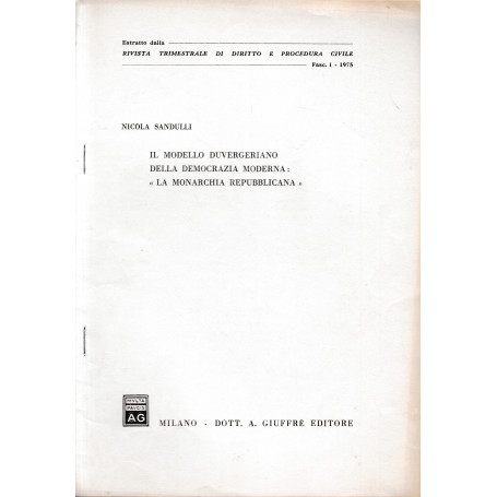 Rivista trimestrale di Diritto e Procedura Civile. Fasc. 1 - 1975 (estratto)