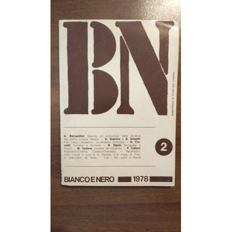 BN Bianco e nero. Bimestrale di studi sul cinema