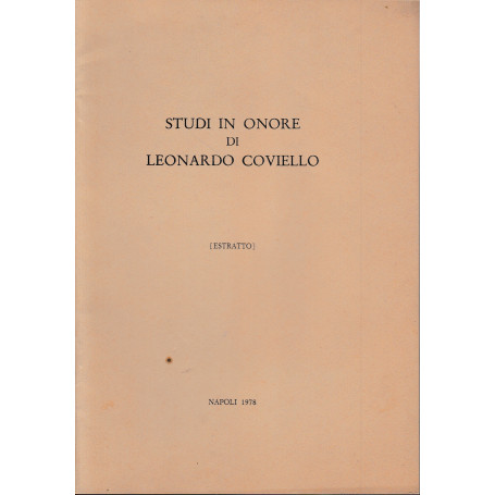 Studi in onore di Leonardo Coviello (estratto)