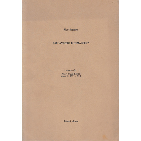 Parlamento e demagogia. Estratto da: Nuovi Studi Politici. Anno I - 1971 - n. 1
