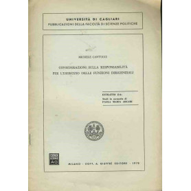 Considerazioni sulla responsabilità  per l'esercizio delle funzioni dirigenziali. Estratto