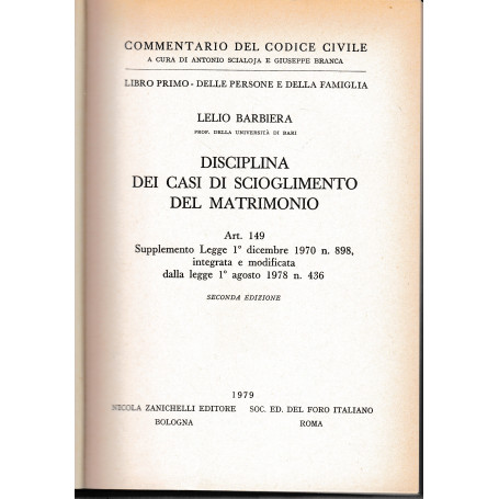 Disciplina dei casi di scioglimento del matrimonio. Art. 149
