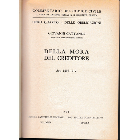 Libro quarto- Delle obbligazioni. Della mora del creditore. Art.1206-1217