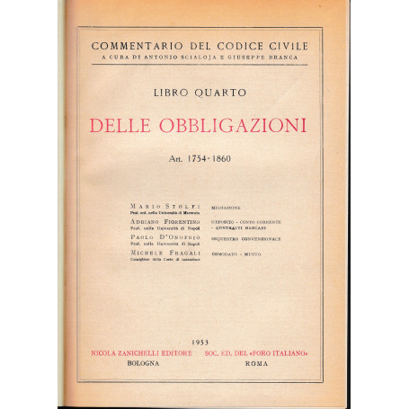 Libro quarto - Delle obbligazioni. Art. 1754-1860