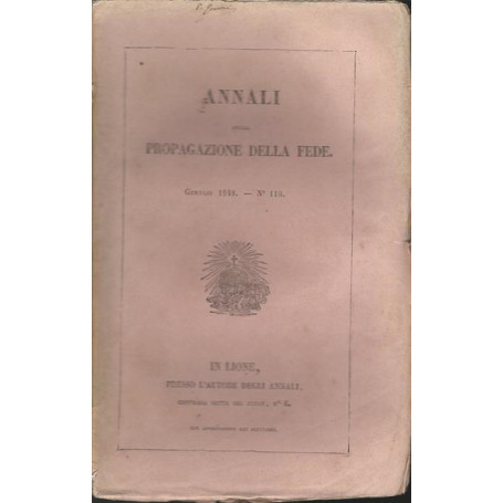 ANNALI DELLA PROPAGAZIONE DELLA FEDE 1848